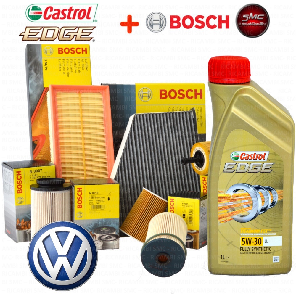 Kit Tagliando Olio CASTROL EDGE 5W30 5LT 4 FILTRI BOSCH VW GOLF 6 1 6