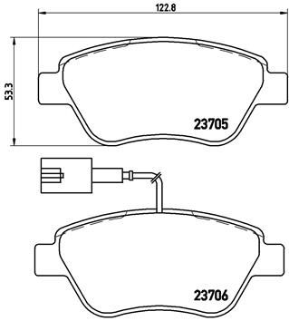 Pastiglie pattini pasticche freno freni anteriori Brembo P23085 con  contatto segnalazione usura - Materiale d'attrito per freni (199) 1368cc  152CV 112kW : : Auto e Moto