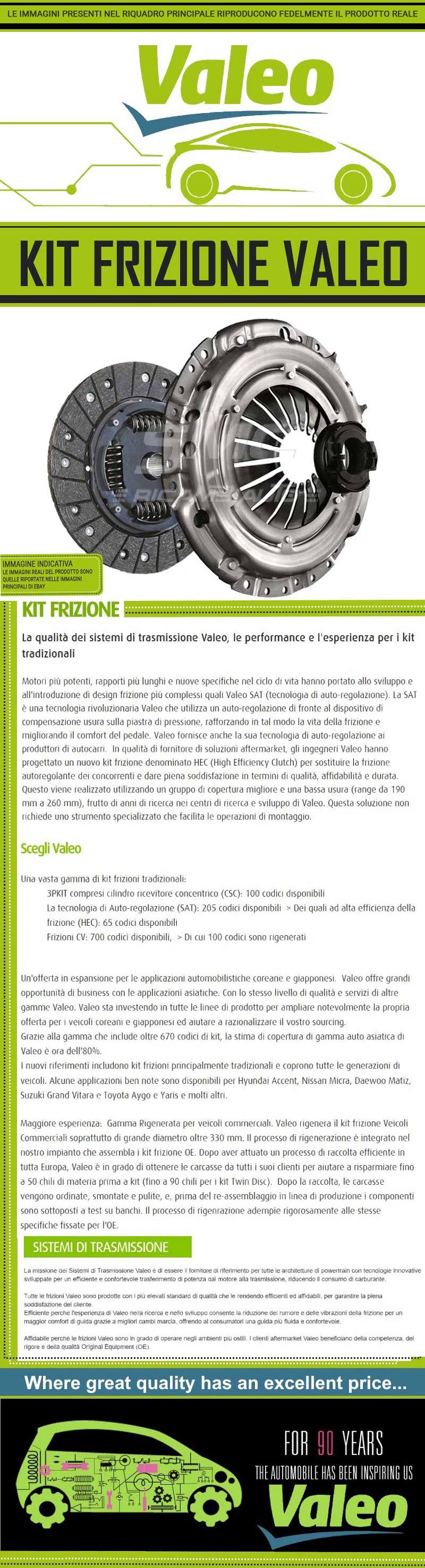 826522 KIT FRIZIONE COMPLETO 3 PEZZI CON CUSCINETTO REGGISPINTA ORIGINALE  VALEO : : Auto e Moto