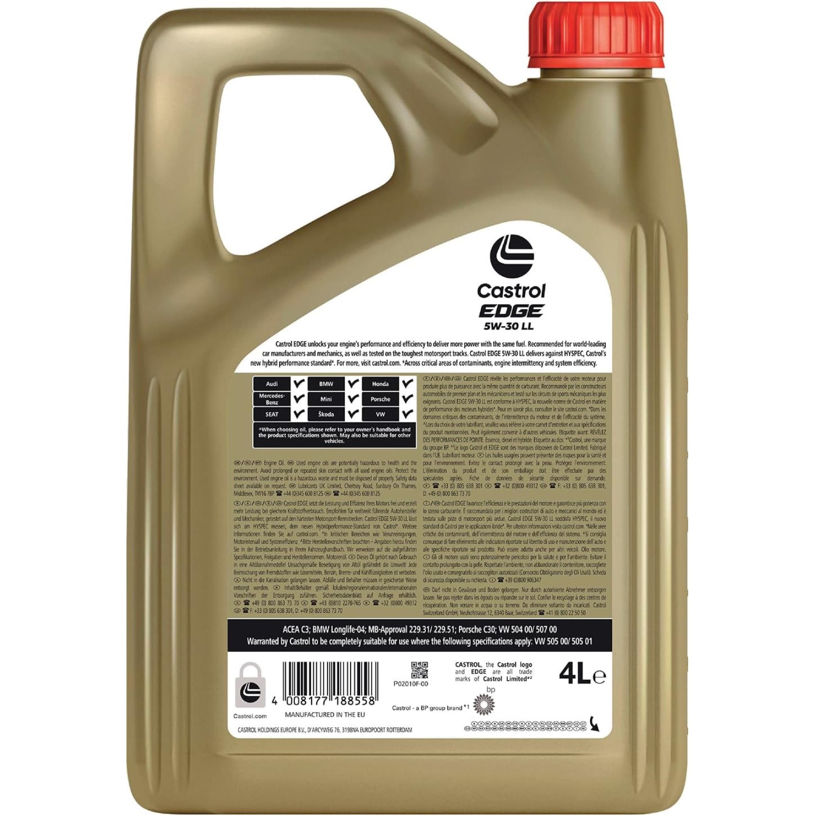 Castrol EDGE-Olio motore Turbo Diesel 5W-40, capacità: 12 x 1 l