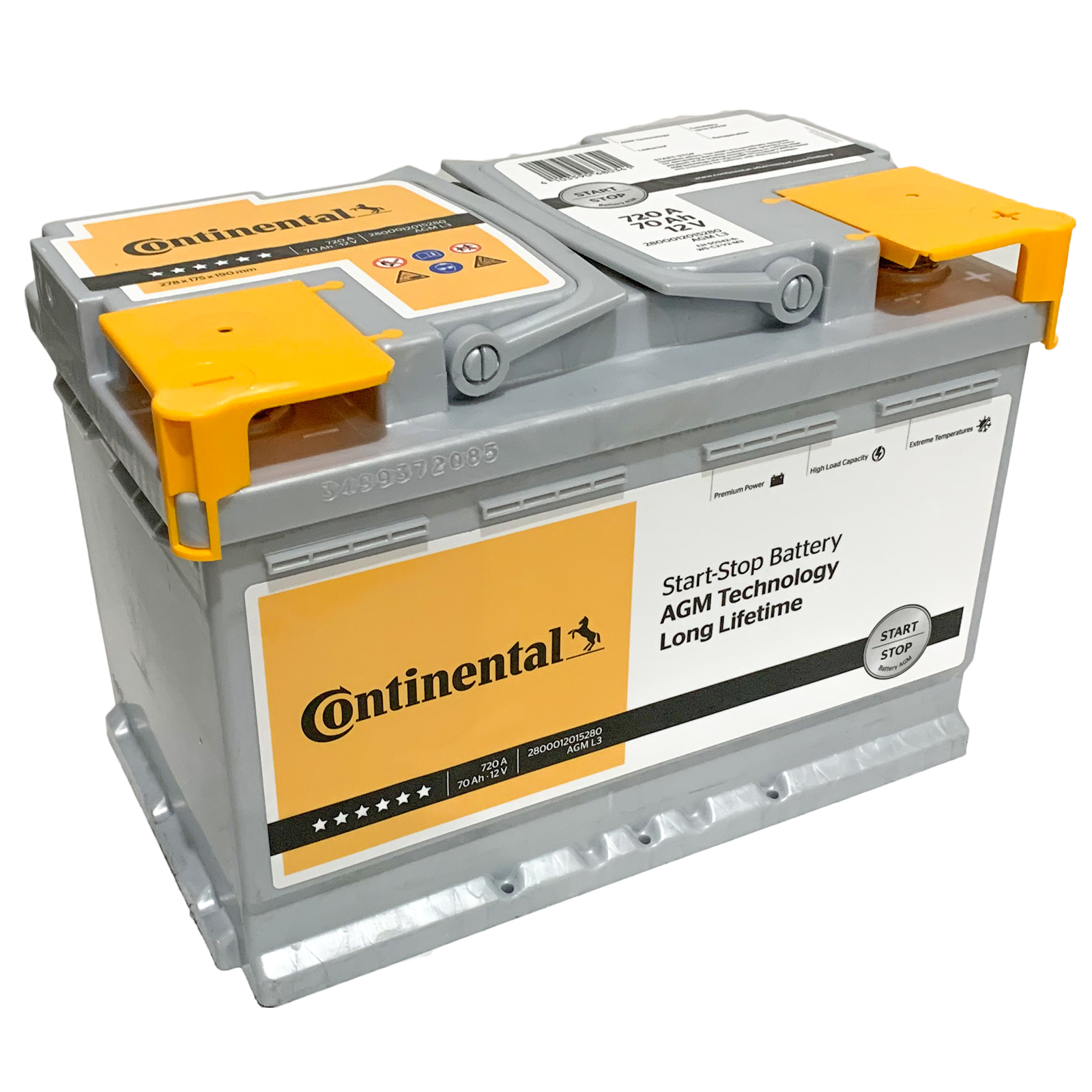 Batterie Continental Continental start and stop AGM L3 70Ah 720A -  4103590680341 - Cdiscount Auto