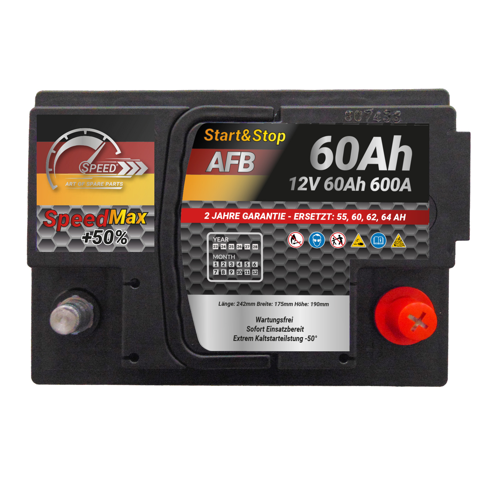 Batteria Auto Speed 60Ah 520A Start&Stop AFB - Ricambi auto SMC