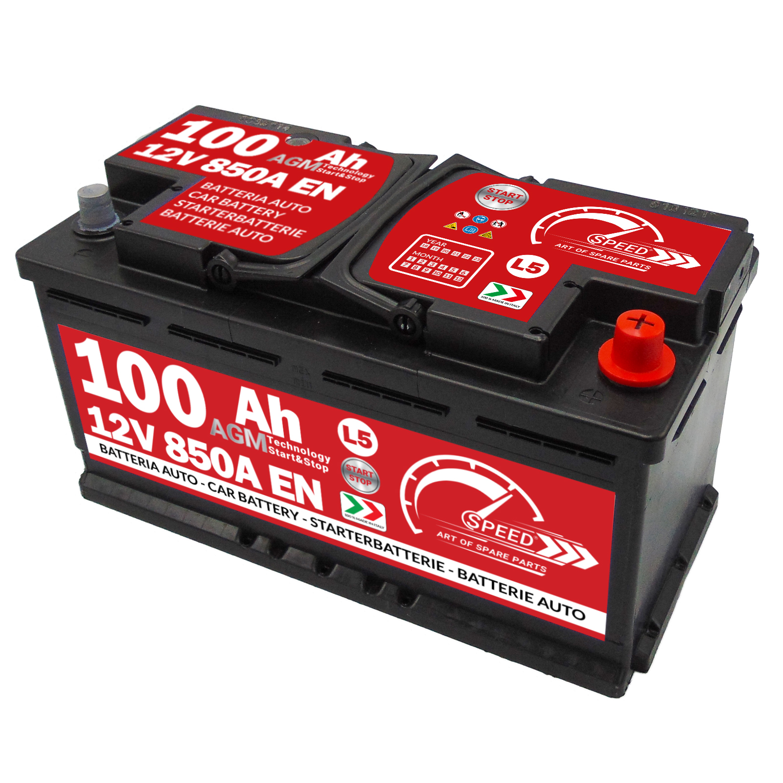 Batteria Auto AGM Start&stop Speed 70Ah 760A 12V L3