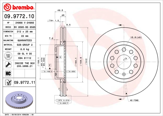 PASTIGLIE FRENO ANTERIORI BREMBO Volkswagen New Beetle 1.9 TDI Originali  Brembo P85072 - Autoricambi D.I. SRL