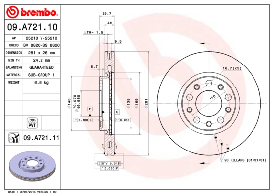 DISCHI freno sportivi per JEEP RENEGADE tarox BREMBO anteriori